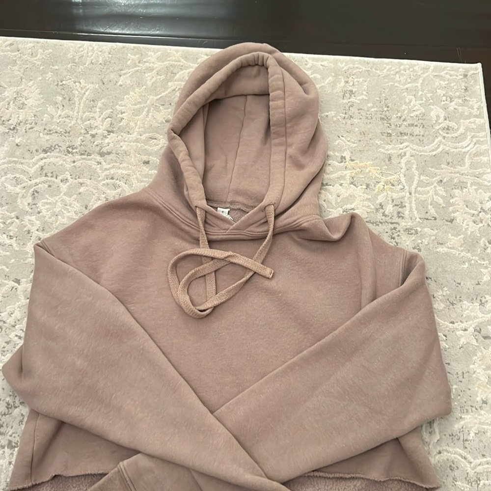 Tan alo yoga cropped hoodie